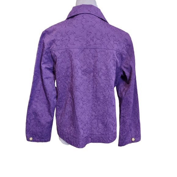 Vintage Tantrums Brocade Jacket Purple 3 Button Blazer with Pockets Large - Picture 2 of 8